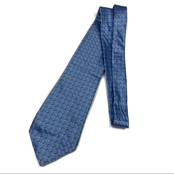3/$30 J. Ferrar | Mens Blue Geometric Silk Necktie - Picture 1 of 5